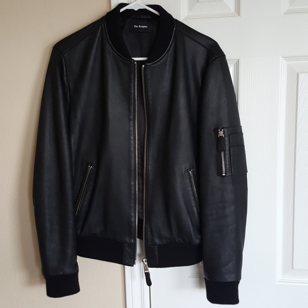 The Kooples Lamb-Leather Bomber Jacket